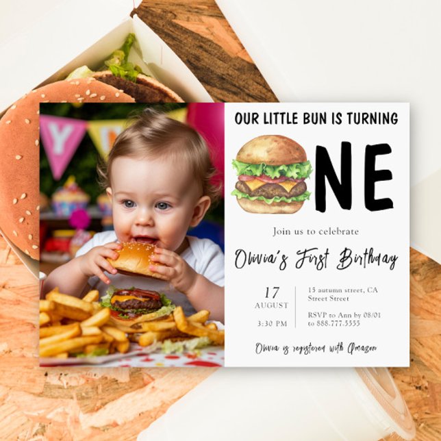 Invitation BBQ Burger Première fête d'anniversaire (Créateur téléchargé)
