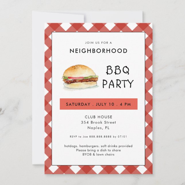 Invitation BBQ Cookout Block Party (Devant)