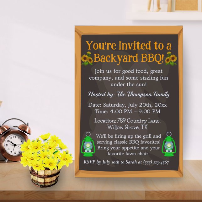 Invitation BBQ de Ferme – Lanterne de Style Rustiq (Créateur téléchargé)