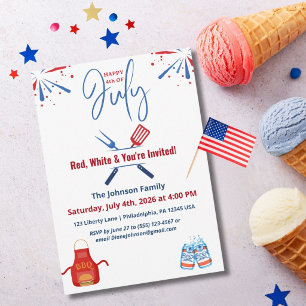 Invitation BBQ de la fête du 4 juillet patriotique America 25