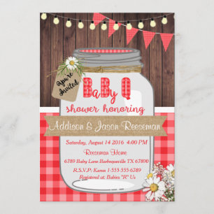 Invitation BBQ d'invitation de baby shower de pot de maçon du