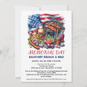 Invitation BBQ du Memorial Day   Barbecue patriotique dans la
