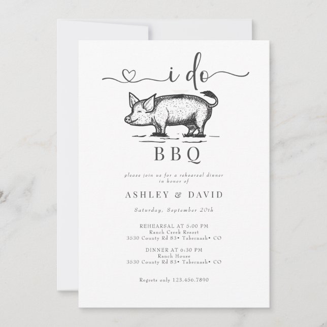 Invitation BBQ | Fête de couples | Répétition rustique | Rôti (Devant)