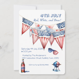 Invitation BBQ Fête du 4 juillet Aquarelle