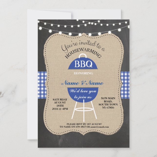 Invitation BBQ Nouvelle maison Sweet HouseRéchauffement Chalk (Devant)