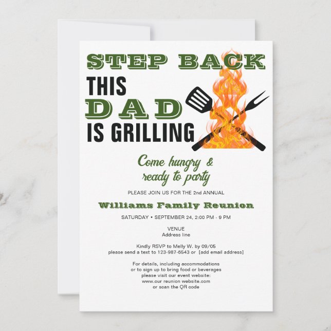 Invitation BBQ Papa Grilling Fundy Réunion familiale annuelle (Devant)
