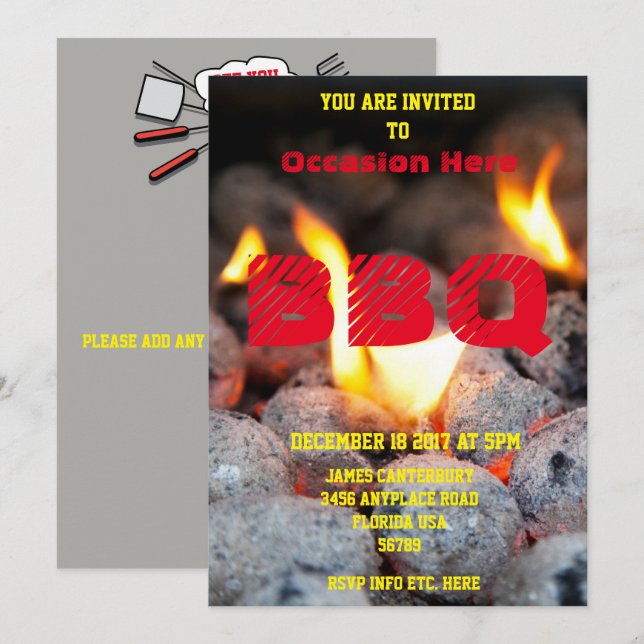 Invitation BBQ pour n'importe quelle occasion - (Devant / Derrière)