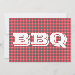 Invitation BBQ Red Black Check Plaid