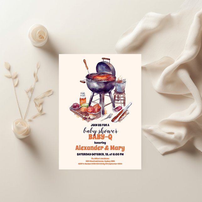 Invitation BBQ Rustic Couples Baby shower BabyQ (Créateur téléchargé)