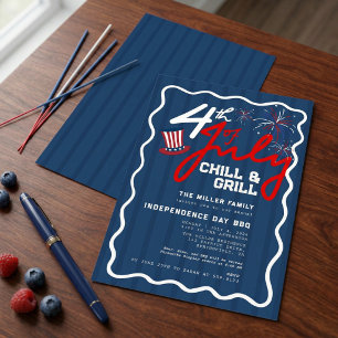 Invitation BBQ vintage 4 juillet 2026 États-Unis 250e anniver