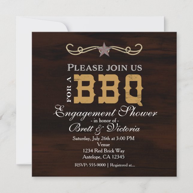 Invitation BBQ Western Bois Fiançailles Couples Douche Party (Devant)