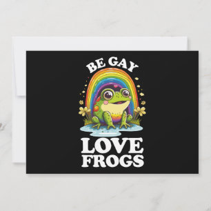 Invitation Be Gay Love Frogs Funny LGBTQ Pride Rainbow Retro
