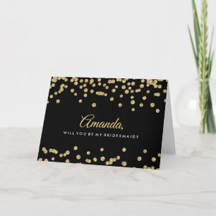 Invitation Be My Bridesmaid Gold Faux Parties scintillant Con