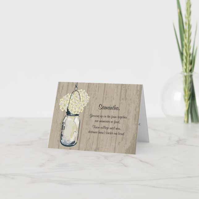 Invitation Be My Bridesmaid - Mason Jar Hydrangea Flowers (Devant)