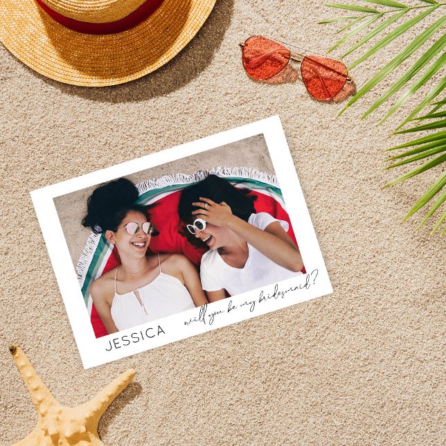 Invitation Be My Bridesmaid Photo Proposition Calligraphie (Créateur téléchargé)