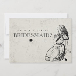 Invitation Be My Bridesmaid Vintage Alice in Wonderland