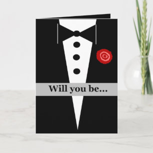 Invitation Be My Groomsman Card avec Tux et Rose