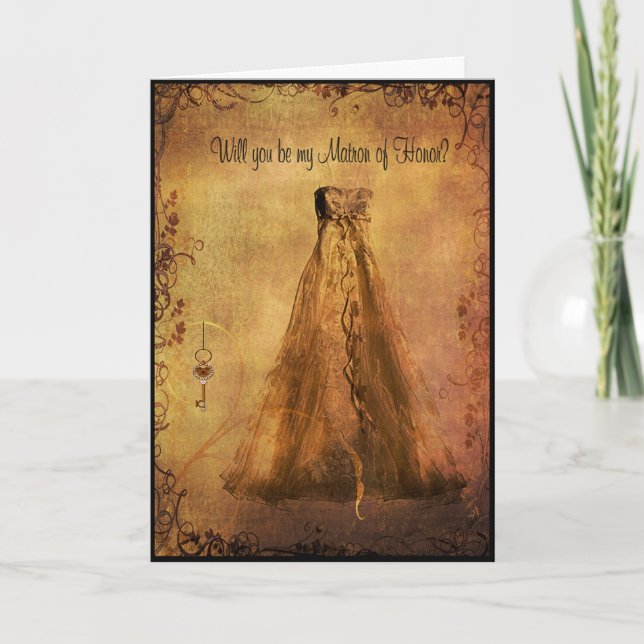 Invitation Be my Matron of Honor Antique Dress Request (Devant)