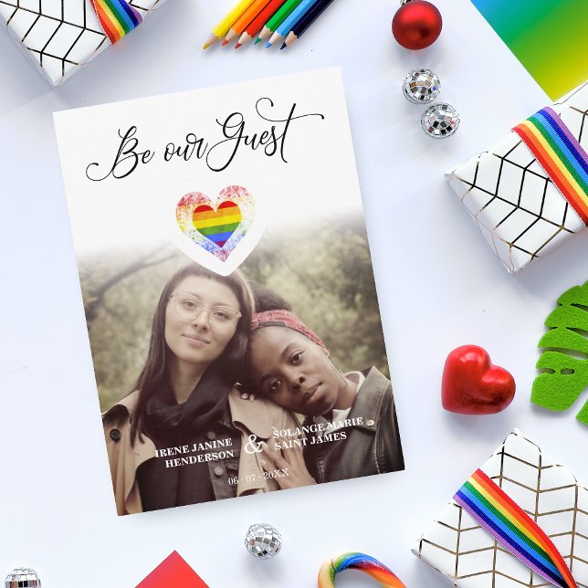 Invitation Be Our Guest Pride Rainbow Heart Lesbian Gay LGBT (Créateur téléchargé)