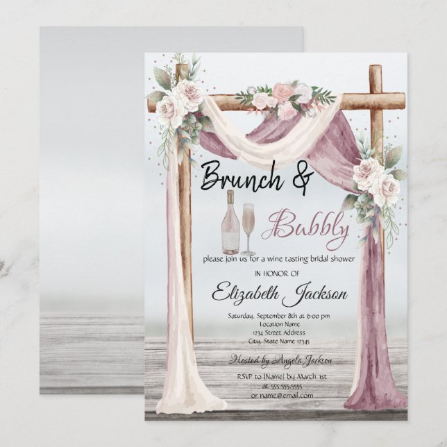 Invitation Beach Arbor Brunch & Bubbly Fête des mariées (Devant / Derrière)