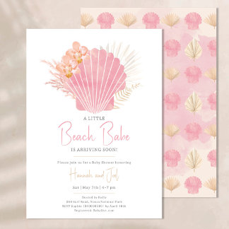 Invitation Beach Babe Shell Ocean Girl Baby shower