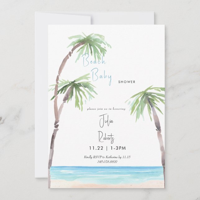 Invitation Beach Baby Baby shower tropical (Devant)