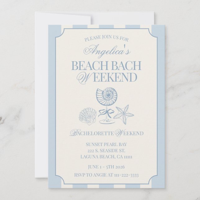 Invitation Beach Bach Weekend Bachelorette Itinerary and  (Devant)