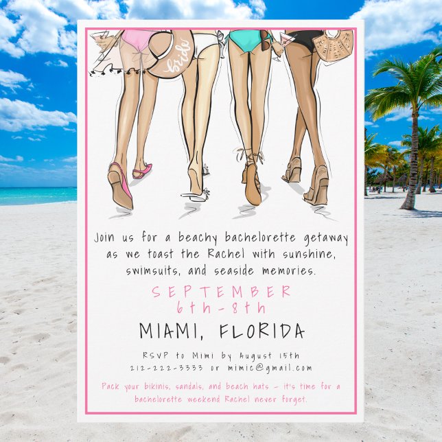 Invitation Beach Bachelorette Party Destination Bride Squad  (Créateur téléchargé)