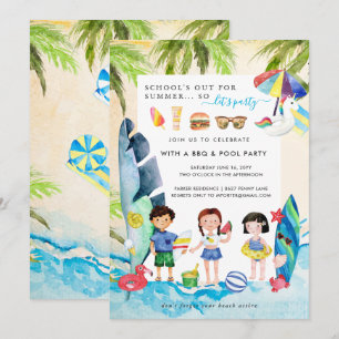 Invitation Beach Bash   Écoles hors fête d'été