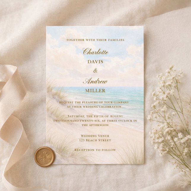Invitation Beach coastal wedding (Créateur téléchargé)