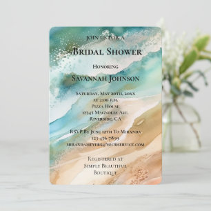Invitation Beach Cream Aqua Ocean Fête des mariées