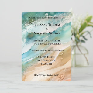 Invitation Beach Cream Aqua Ocean Mariage