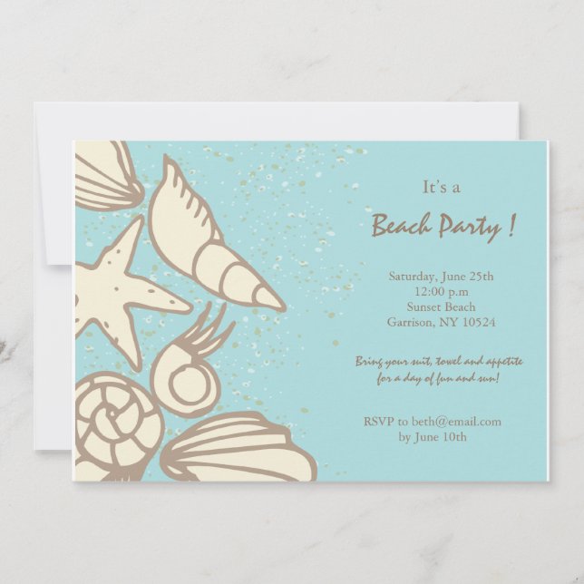 Invitation Beach Elements -invitations de fêtes d'été (Devant)