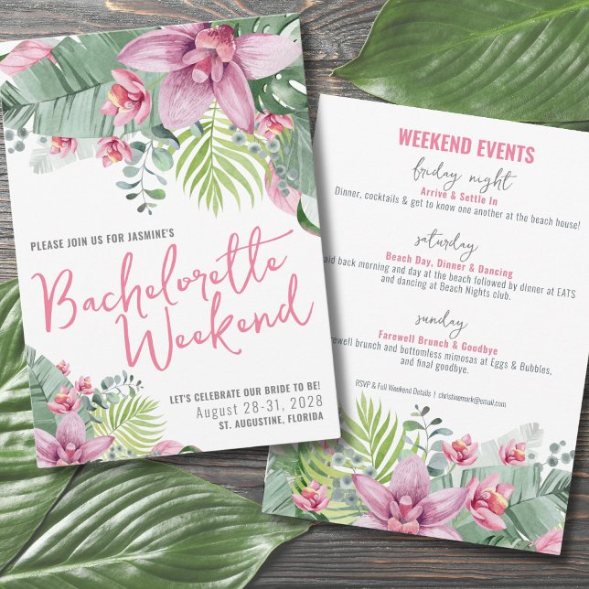 Invitation Beach Girls Weekend Bachelorette Party (Tropical Beach Girls Weekend Bachelorette Party Invitation)