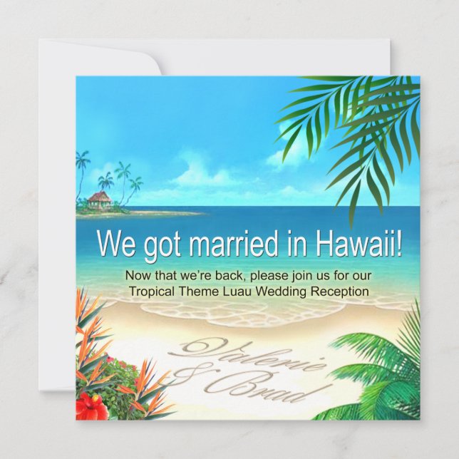 Invitation Beach Luau Hawaii Réception obtenir des noms dans  (Devant)