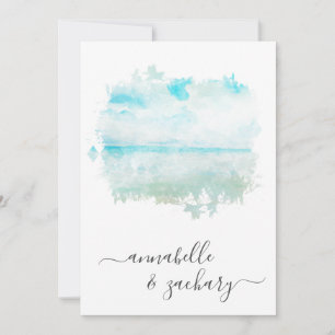 Invitation *~* Beach Ocean Sea + RSVP - QR AR7 Mariage