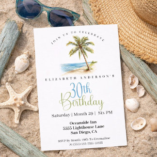 Invitation Beach Palm Tree 30th Birthday