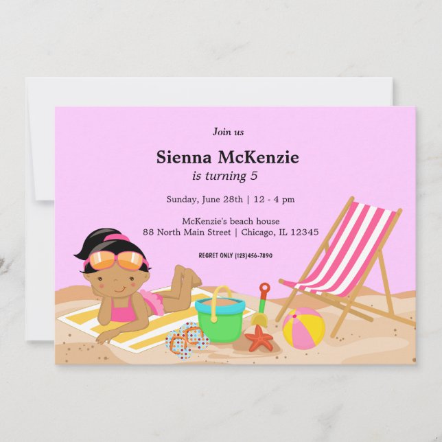 Invitation Beach Party (Fille) (Devant)