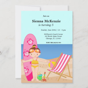 Invitation Beach Party (Fille)