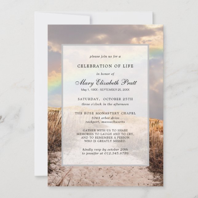 Invitation Beach Path et Rainbow Celebration of Life (Devant)