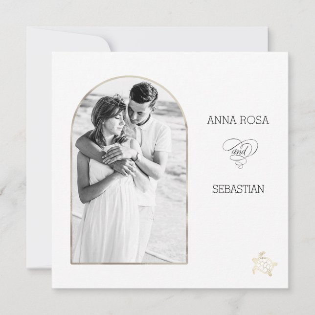 Invitation *~* Beach Sea AR7 RSVP PHOTO QR MARIAGE (Devant)