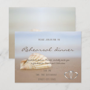 Invitation Beach Seashell, Dîner de répétition des coeurs