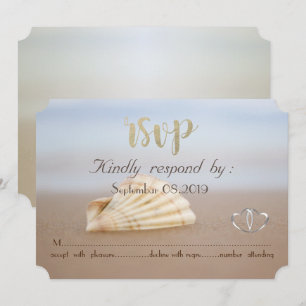 Invitation Beach Seashell, Hearts RSVP