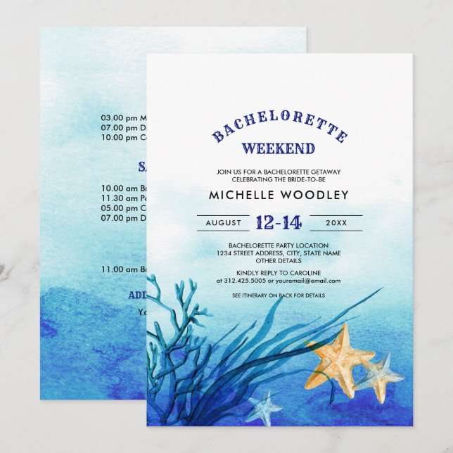 Invitation Beach | Starfish Bachelorette Week-end (Devant / Derrière)