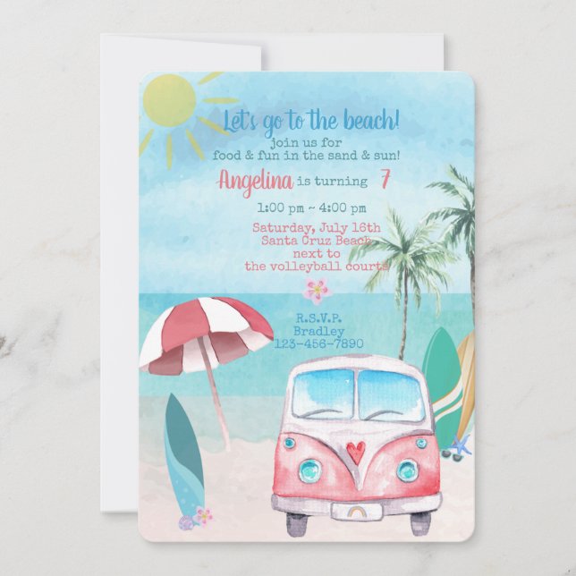 Invitation Beach Summer Party Palm Trees Océan (Devant)
