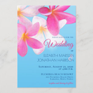 Invitation Beach Tropical Hawaii Floral Mariage rose