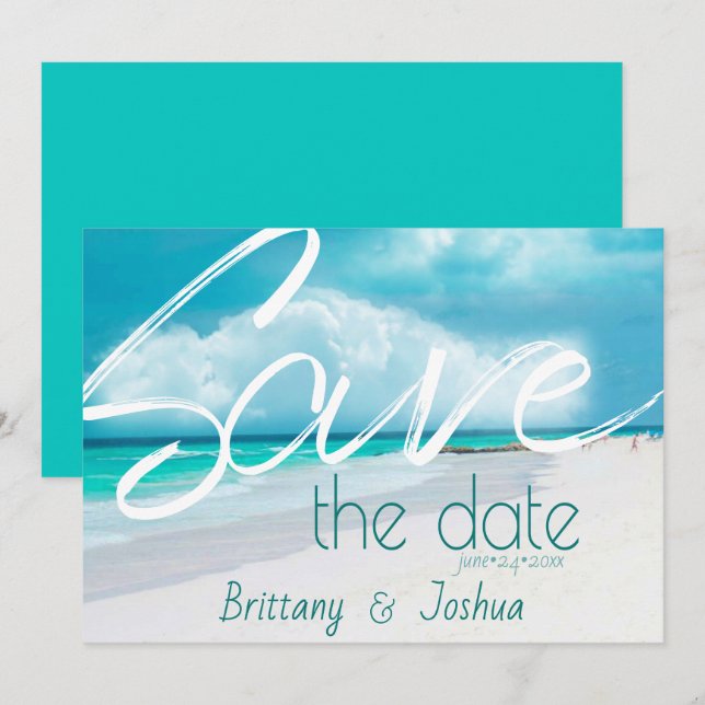Invitation Beach Wedding Bold Enregistrer la date (Devant / Derrière)