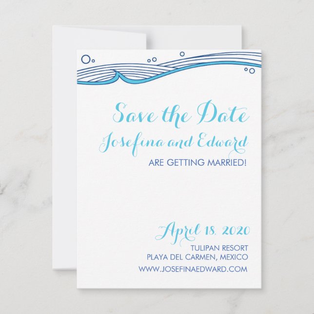 Invitation Beach Wedding Ocean Waves Save the Date (Devant)