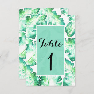 Invitation Beachy White & Green Tropical Feuilles Numéro de t