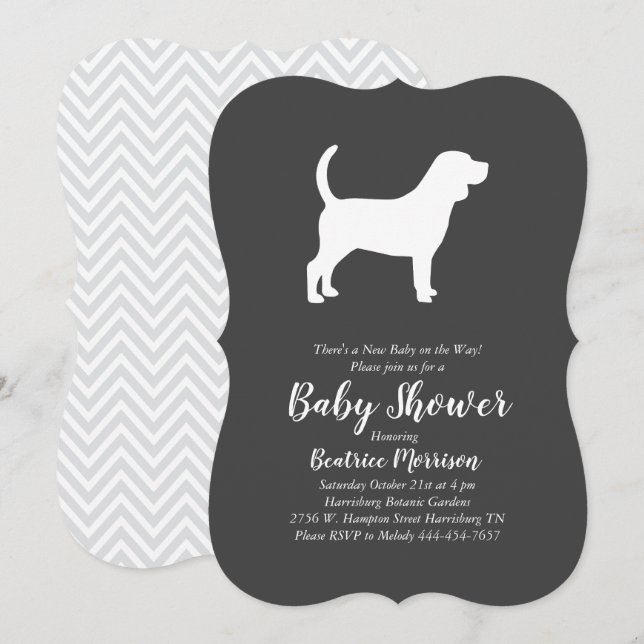 Invitation Beagle Chien Baby shower genre neutre (Devant / Derrière)